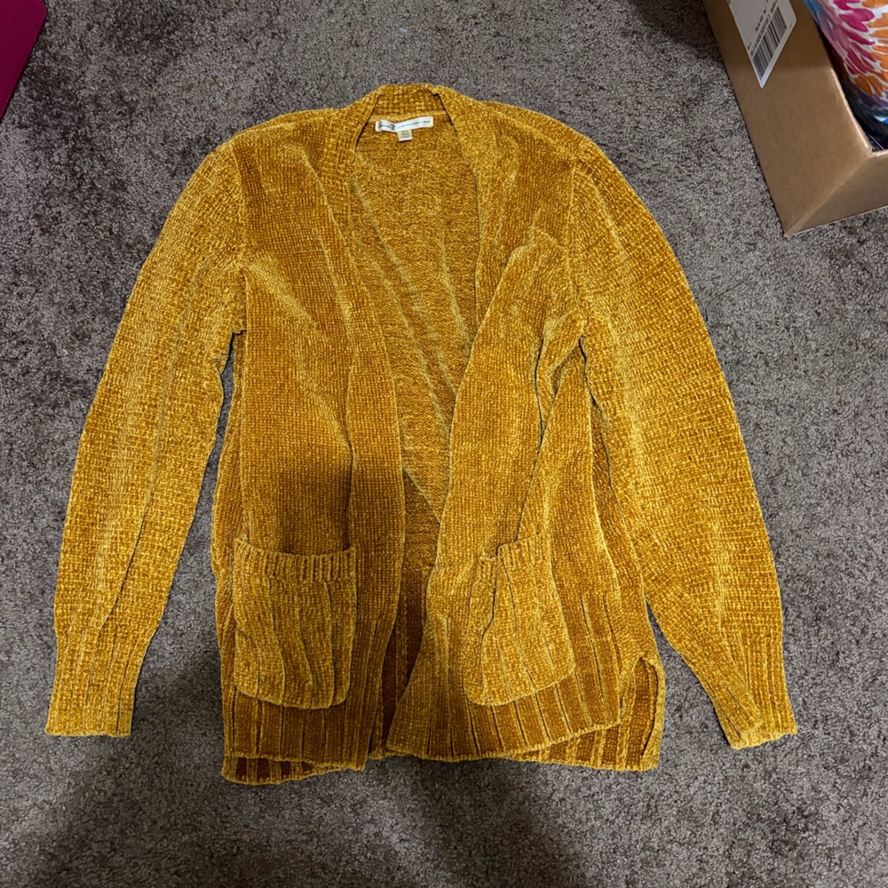 Seven7 Mustard Yellow Women's Cardigan Sweater